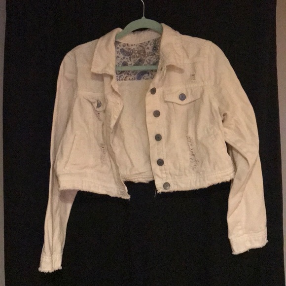 hippie laundry Jackets & Blazers - White distressed cropped jean jacket hippie laundry Jackets & Blazers - White distressed cropped jean jacket